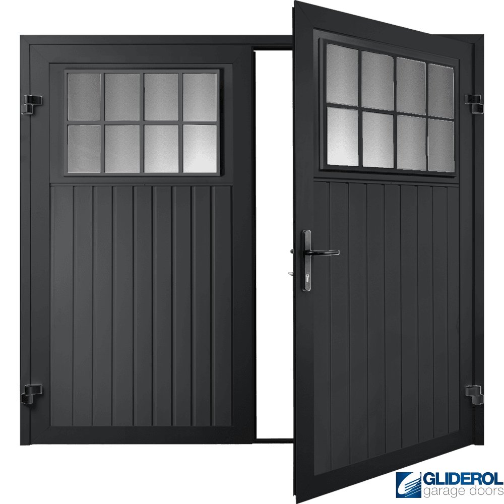 Door Rib Gliderol BLACK GREY (RAL7021) Premium Vertical Standard Rib Side Hinged ...