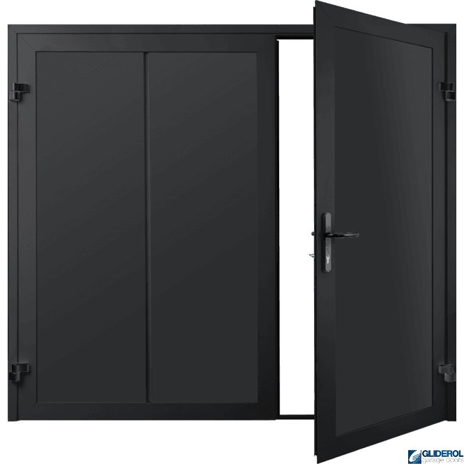 Gliderol BLACK GREY (RAL7021) Premium Vertical Wide Rib (non-insulated) Side Hinged Garage Door