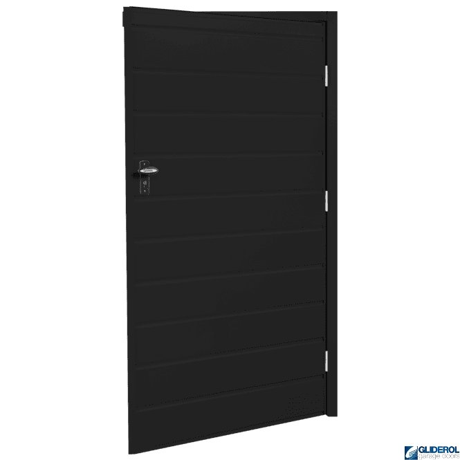 Gliderol BLACK (RAL9005) Budget Non-Insulated Horizontal Medium Rib Personnel Door