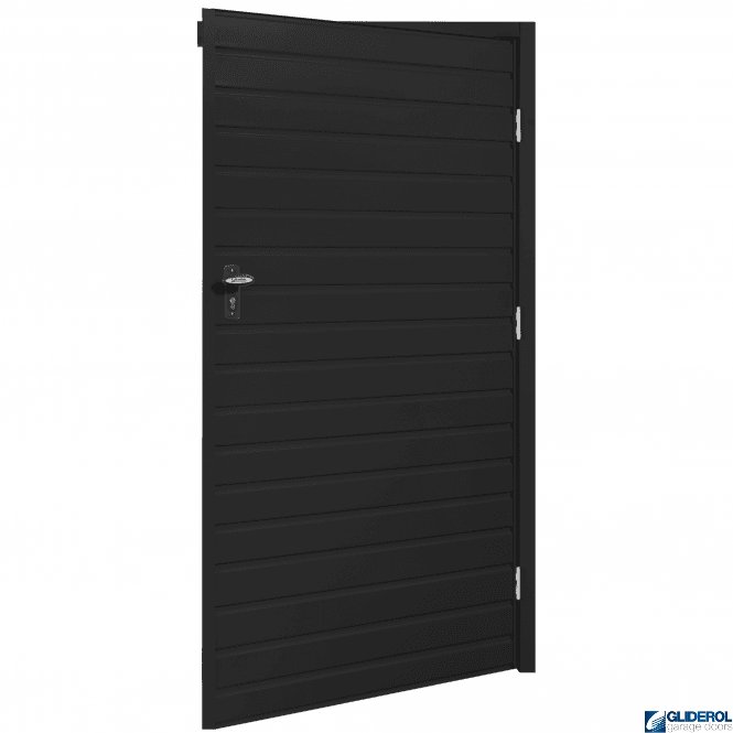 Gliderol BLACK (RAL9005) Budget Non-Insulated Horizontal Standard Rib Personnel Door