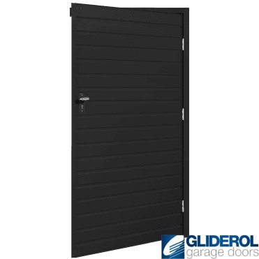 BLACK (RAL9005) Budget Non-Insulated Horizontal Standard Rib Personnel Door