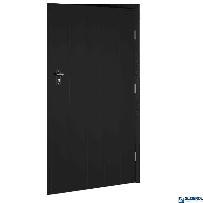 Gliderol BLACK (RAL9005) Budget Non-Insulated Vertical Medium Rib Personnel Door