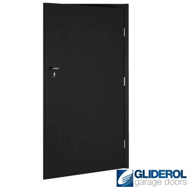 BLACK (RAL9005) Budget Non-Insulated Vertical Medium Rib Personnel Door