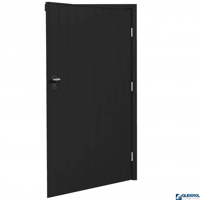 Gliderol BLACK (RAL9005) Budget Non-Insulated Vertical Standard Rib Personnel Door