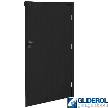 BLACK (RAL9005) Budget Non-Insulated Vertical Standard Rib Personnel Door
