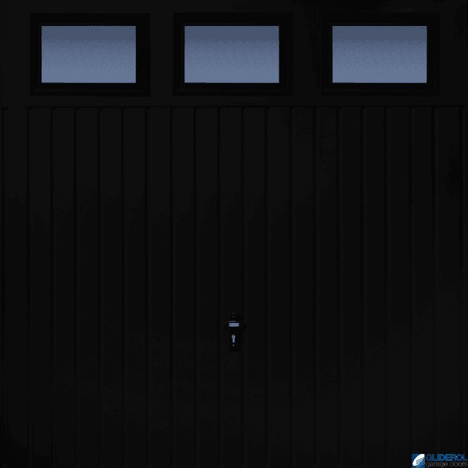 Gliderol BLACK (RAL9005) Chester Vertical Standard Rib with Windows