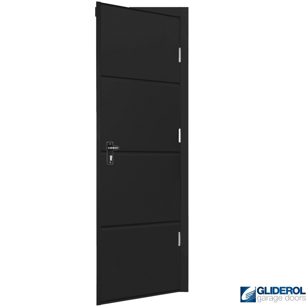 Door Rib Gliderol BLACK (RAL9005) Non-Insulated Horizontal Wide Rib Personnel ...