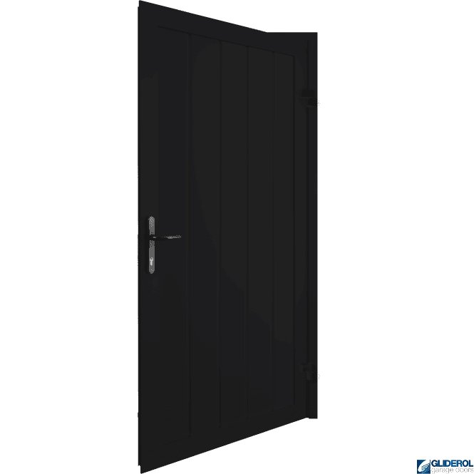 Gliderol BLACK (RAL9005) Premium Non-Insulated Vertical Medium Rib Personnel Door