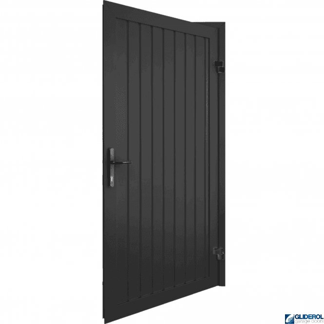 Gliderol BLACK (RAL9005) Premium Non-Insulated Vertical Standard Rib Personnel Door