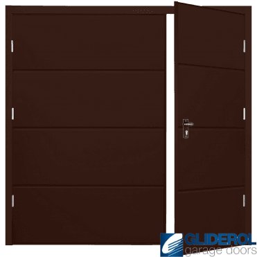 BROWN (RAL8017) Budget Horizontal Wide Rib Side Hinged Garage Door