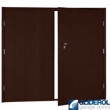 BROWN (RAL8017) Budget Vertical Medium Rib Side Hinged Garage Door