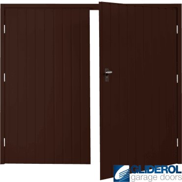 BROWN (RAL8017) Budget Vertical Standard Rib Side Hinged Garage Door