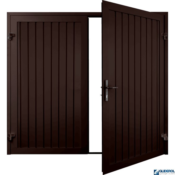 Gliderol BROWN (RAL8017) Premium Vertical Standard Rib (non-insulated) Side Hinged Garage Door