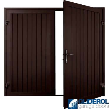 BROWN (RAL8017) Premium Vertical Standard Rib (non-insulated) Side Hinged Garage Door