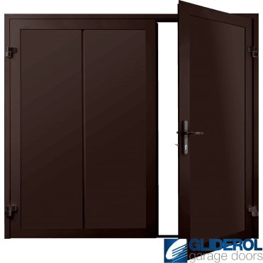 BROWN (RAL8017) Premium Vertical Wide Rib (non-insulated) Side Hinged Garage Door