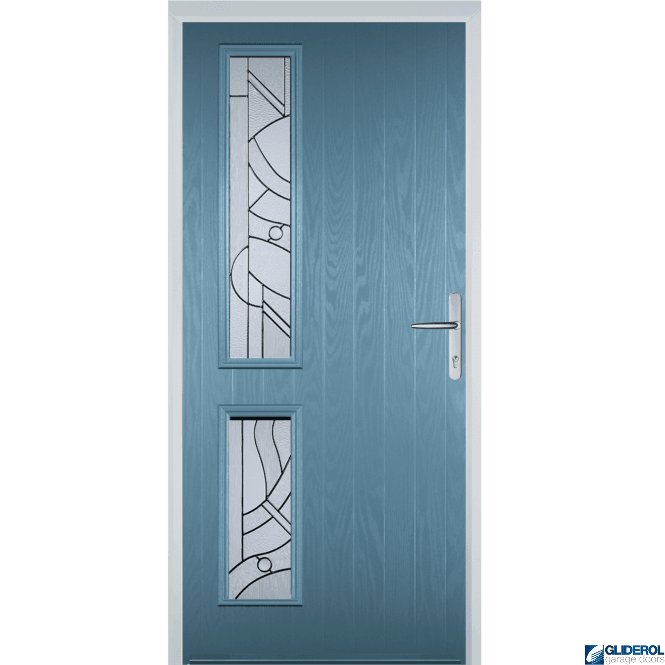 Gliderol Charlton L2 front entrance door PASTLE BLUE (RAL5024)