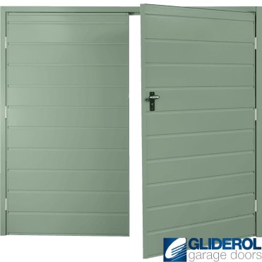 CHARTWELL GREEN (BS 14 C 35) Budget Horizontal Medium Rib Side Hinged Garage Door