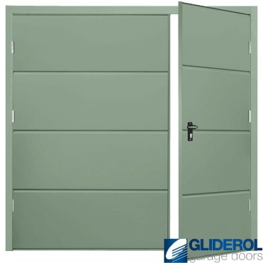 CHARTWELL GREEN (BS 14 C 35) Budget Horizontal Wide Rib Side Hinged Garage Door