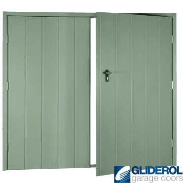 CHARTWELL GREEN (BS 14 C 35) Budget Vertical Medium Rib Side Hinged Garage Door