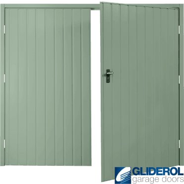 CHARTWELL GREEN (BS 14 C 35) Budget Vertical Standard Rib Side Hinged Garage Door