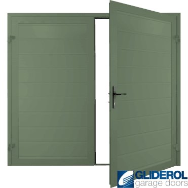 CHARTWELL GREEN (BS 14 C 35) Premium Horizontal Medium Rib (non-insulated) Side Hinged Garage Door