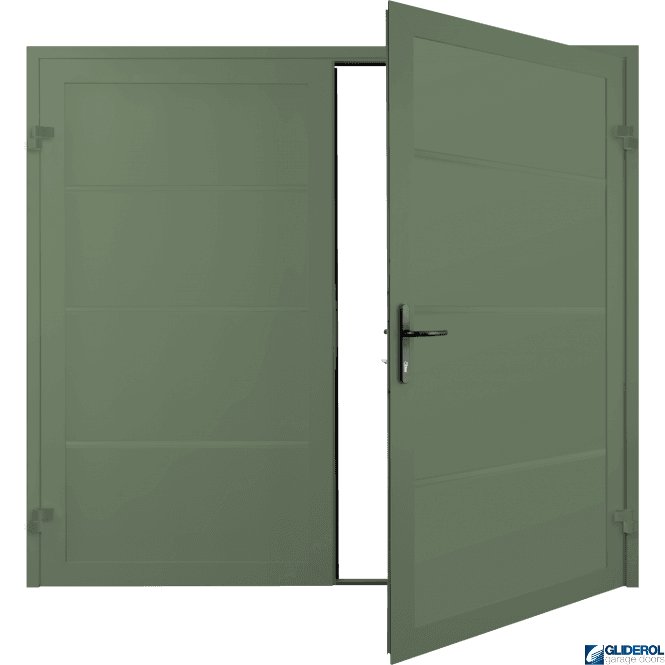 Gliderol CHARTWELL GREEN (BS 14 C 35) Premium Horizontal Wide Rib (non-insulated) Side Hinged Garage Door