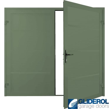 CHARTWELL GREEN (BS 14 C 35) Premium Horizontal Wide Rib (non-insulated) Side Hinged Garage Door