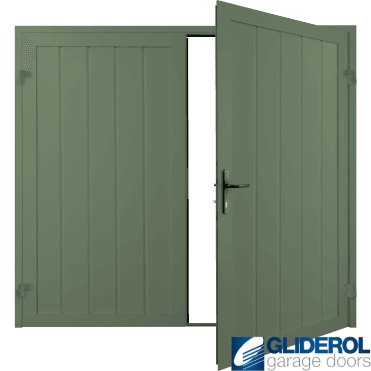 CHARTWELL GREEN (BS 14 C 35) Premium Vertical Medium Rib (non-insulated) Side Hinged Garage Door