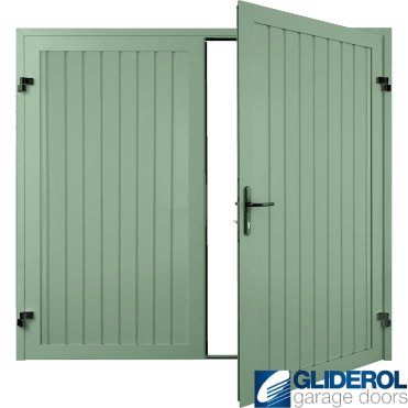 CHARTWELL GREEN (BS 14 C 35) Premium Vertical Standard Rib (non-insulated) Side Hinged Garage Door