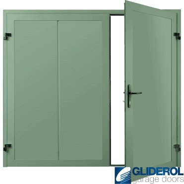 CHARTWELL GREEN (BS 14 C 35) Premium Vertical Wide Rib (non-insulated) Side Hinged Garage Door