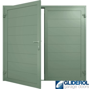 CHARTWELL-GREEN (BS14C35) Insulated Horizontal Medium Rib Side Hinged Garage Door