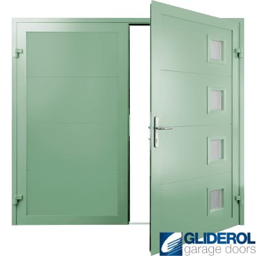 CHARTWELL-GREEN (BS14C35) Insulated Porthole Side Hinged Garage Door