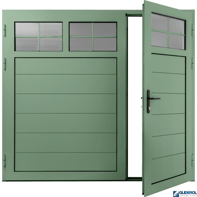 Gliderol CHARTWELL-GREEN (BS14C35) Insulated Traditional Horizontal Medium Rib Side Hinged Garage Door (1/3)