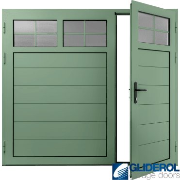 CHARTWELL-GREEN (BS14C35) Insulated Traditional Horizontal Medium Rib Side Hinged Garage Door (1/3)