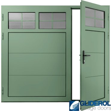 CHARTWELL-GREEN (BS14C35) Insulated Traditional Horizontal Wide Rib Side Hinged Garage Door (1/3)