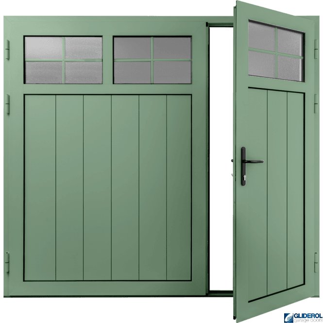 Gliderol CHARTWELL-GREEN (BS14C35) Insulated Traditional Vertical Medium Rib Side Hinged Garage Door (1/3)