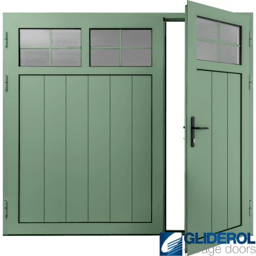 CHARTWELL-GREEN (BS14C35) Insulated Traditional Vertical Medium Rib Side Hinged Garage Door (1/3)