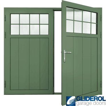 CHARTWELL-GREEN (BS14C35) Insulated Traditional Vertical Medium Rib Side Hinged Garage Door