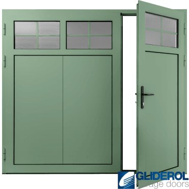 CHARTWELL-GREEN (BS14C35) Insulated Traditional Vertical Wide Rib Side Hinged Garage Door (1/3)