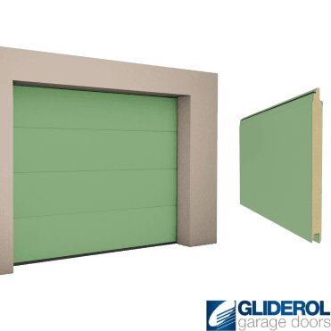 CHARTWELL GREEN (RAL6021) L-Rib smooth Sectional Garage Door