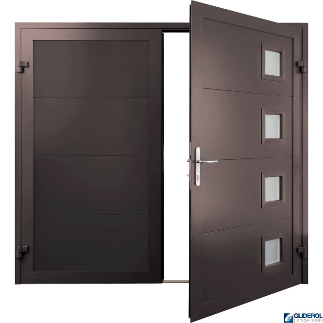 Gliderol CHOCOLATE-BROWN (RAL8017) Insulated Porthole Side Hinged Garage Door