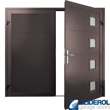 CHOCOLATE-BROWN (RAL8017) Insulated Porthole Side Hinged Garage Door