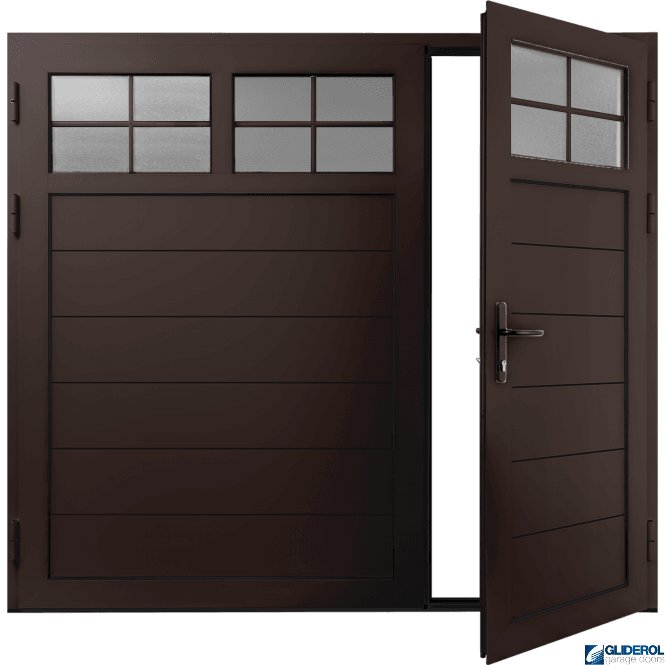 Gliderol CHOCOLATE-BROWN (RAL8017) Insulated Traditional Horizontal Medium Rib Side Hinged Garage Door (1/3)