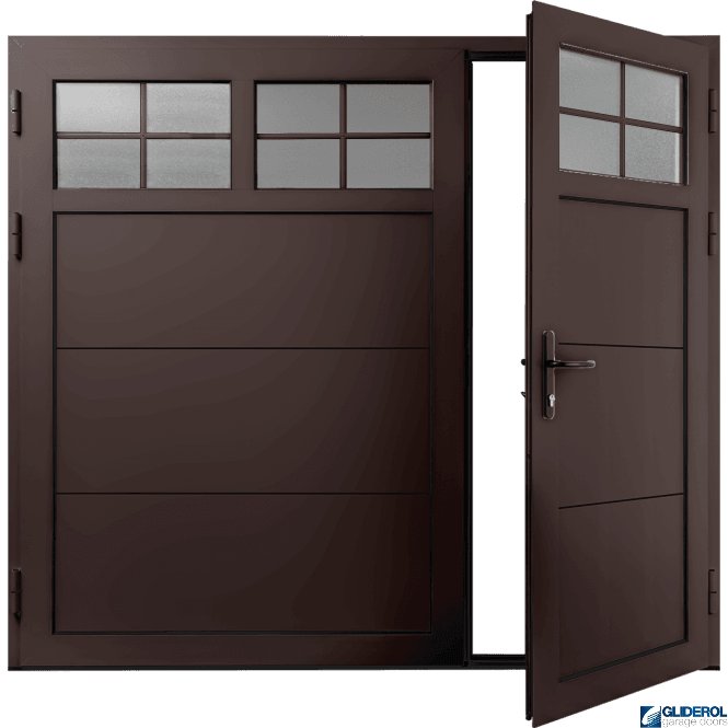Gliderol CHOCOLATE-BROWN (RAL8017) Insulated Traditional Horizontal Wide Rib Side Hinged Garage Door (1/3)