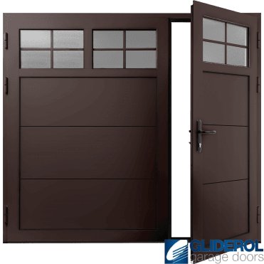 CHOCOLATE-BROWN (RAL8017) Insulated Traditional Horizontal Wide Rib Side Hinged Garage Door (1/3)
