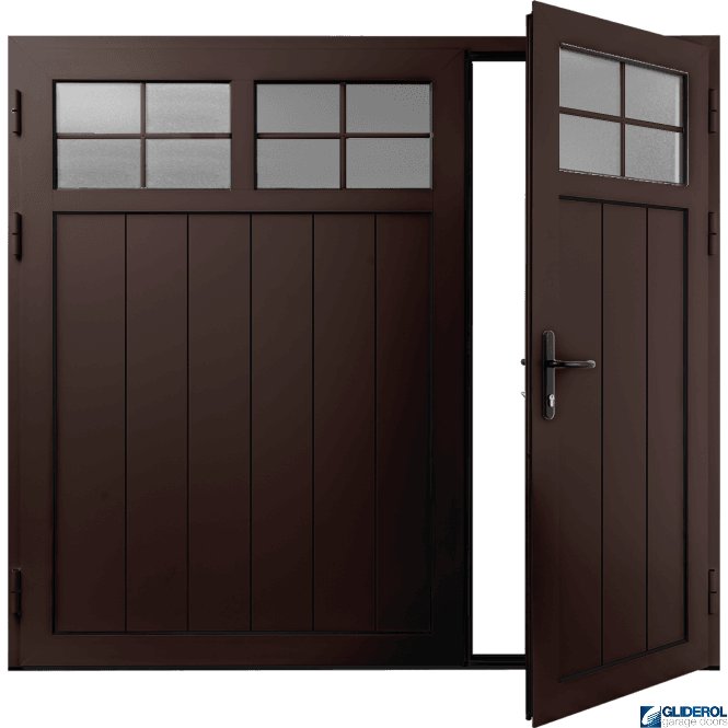 Gliderol CHOCOLATE-BROWN (RAL8017) Insulated Traditional Vertical Medium Rib Side Hinged Garage Door (1/3)