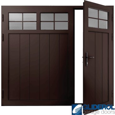 CHOCOLATE-BROWN (RAL8017) Insulated Traditional Vertical Medium Rib Side Hinged Garage Door (1/3)