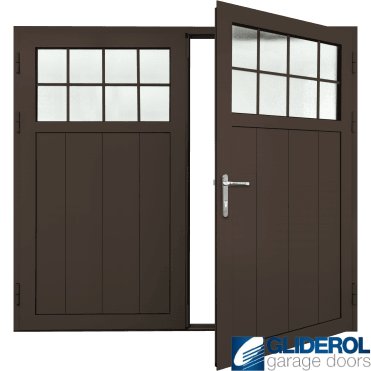 CHOCOLATE-BROWN (RAL8017) Insulated Traditional Vertical Medium Rib Side Hinged Garage Door