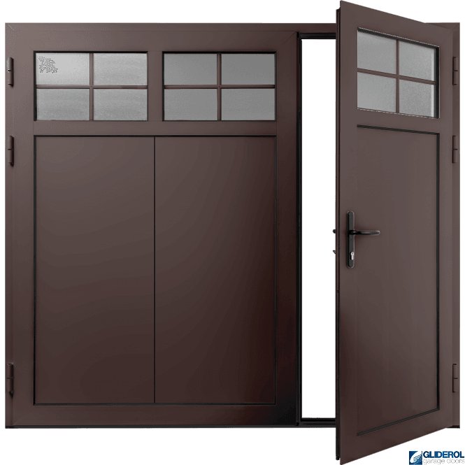 Gliderol CHOCOLATE-BROWN (RAL8017) Insulated Traditional Vertical Wide Rib Side Hinged Garage Door (1/3)