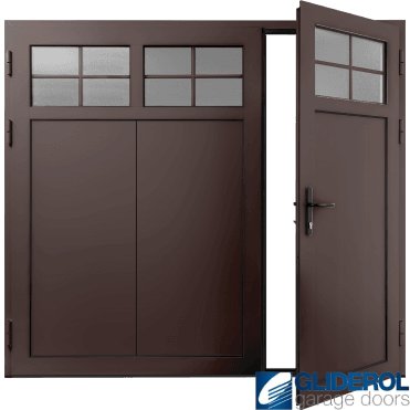 CHOCOLATE-BROWN (RAL8017) Insulated Traditional Vertical Wide Rib Side Hinged Garage Door (1/3)